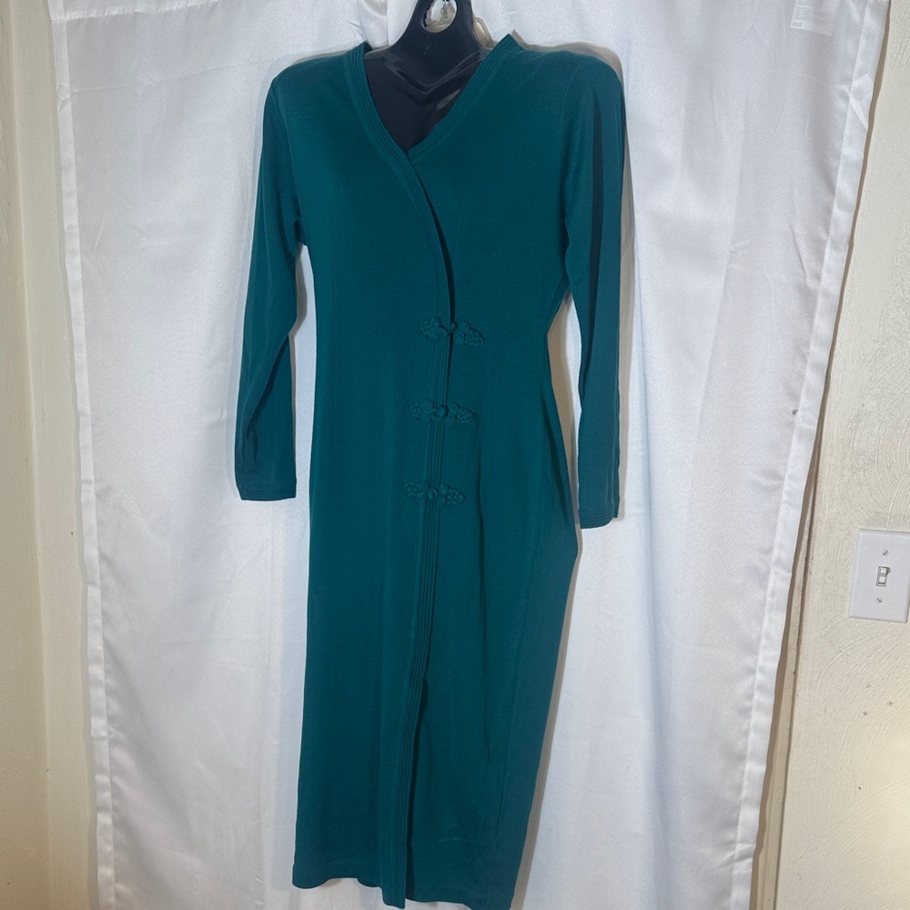 Casual Corner Teal Button-Front Dress